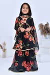 Buy_Bannhi By Priyanka Rathore_Black Chiffon Gota Patti Floral Bloom Print Kurta Set _at_Aza_Fashions