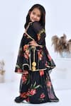 Shop_Bannhi By Priyanka Rathore_Black Chiffon Gota Patti Floral Bloom Print Kurta Set _Online_at_Aza_Fashions