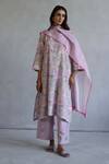 Buy_Roza_Pink Floral Print Chanderi Stole _at_Aza_Fashions