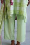 Buy_Roza_Green Lime Checkered Print Stole _Online_at_Aza_Fashions