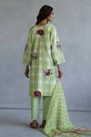 Shop_Roza_Green Lime Checkered Print Stole _at_Aza_Fashions