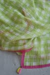 Roza_Green Lime Checkered Print Stole _at_Aza_Fashions