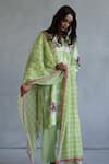 Buy_Roza_Green Lime Checkered Print Stole _at_Aza_Fashions