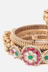 Vivinia By Vidhi Mehra_Gold Plated Stones Bloom Vine Embellished Bangles Set _Online_at_Aza_Fashions