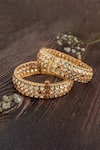 Buy_Vivinia By Vidhi Mehra_Gold Plated Stones Temple Jaal Kundan Polki Bangles Set _at_Aza_Fashions