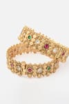 Vivinia By Vidhi Mehra_Gold Plated Stones Carved Temple Bangles Set _Online_at_Aza_Fashions