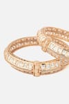 Vivinia By Vidhi Mehra_Gold Plated Stones Geometric Kundan Polki Bangles Set _Online_at_Aza_Fashions