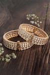Buy Vivinia By Vidhi Mehra Gold Plated Stones, Zari Quad Design Kundan Polki Bangles at Aza Fashions Buy_Vivinia By Vidhi Mehra_Gold Plated Stones, Zari Quad Design Kundan Polki Bangles _at_Aza_Fashions