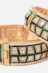 Vivinia By Vidhi Mehra_Gold Plated Stones Geometric Kundan Polki Bangles Set _Online_at_Aza_Fashions