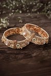 Buy_Vivinia By Vidhi Mehra_Gold Plated Stones Filigree Bangles Set Of 2 _at_Aza_Fashions