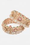 Vivinia By Vidhi Mehra_Gold Plated Pearls, Stones Floral Bloom Bangles Set_Online_at_Aza_Fashions