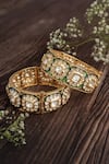 Buy_Vivinia By Vidhi Mehra_Gold Plated Stones, Zari Bahar Kundan Polki Bangles Set _at_Aza_Fashions
