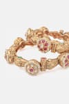 Vivinia By Vidhi Mehra_Gold Plated Stones Floret Embellished Bangles Set _Online_at_Aza_Fashions
