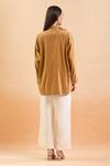 Shop_Nidzign Couture_Brown High Neck Ruffle Shirt _at_Aza_Fashions
