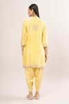 Shop_Sheetal Batra_Yellow Zari, Pearls, Embroidery Bandeau Neck Paisley Kurta And Dhoti Pant Set _at_Aza_Fashions