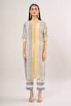 Buy_Banana Labs_Multi Color Cotton Round Neck Stripe Kurta Set _Online_at_Aza_Fashions