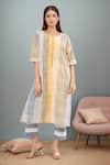 Buy_Banana Labs_Multi Color Cotton Round Neck Stripe Kurta Set _at_Aza_Fashions