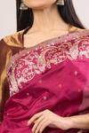 Buy Ekaya Banaras Magenta Embroidery Round Neck Paisley Woven Saree Online at Aza Fashions Buy_Ekaya Banaras_Magenta Embroidery Round Neck Paisley Woven Saree_Online_at_Aza_Fashions