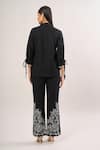 Shop_Label Deepika Nagpal_Black Embroidery Collared Floral Shirt And Pant Set _at_Aza_Fashions