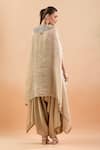 Shop_Prisho_Gold Embroidered Floral Kaftan V Neck And Draped Pant Set _at_Aza_Fashions