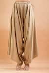 Buy_Prisho_Gold Embroidered Floral Kaftan V Neck And Draped Pant Set 