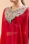 Buy Prisho Red Chiffon Embroidery, Gota Patti, Sequins Sweetheart Neck, Floral Kaftan Set Buy_Prisho_Red Chiffon Embroidery, Gota Patti, Sequins Sweetheart Neck, Floral Kaftan Set