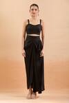 Shop_Prisho_Black Chiffon Gota Patti, Sequins, Embroidery Sweetheart Floral Kaftan Set _Online_at_Aza_Fashions