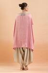 Shop_Prisho_Pink Embroidered Sequin V Neck Kaftan Set With Draped Pant _at_Aza_Fashions