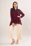 Buy_Namrata Joshipura_Purple Embellishment Bead Shirt Collared Floral Sequin Embroidered _at_Aza_Fashions