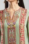Buy Debyani + CO Green Beads, Sequins, Embroidery Split V-neck Kurta And Salwar Set Online at Aza Fashions Buy_Debyani + CO_Green Beads, Sequins, Embroidery Split V-neck Kurta And Salwar Set_Online_at_Aza_Fashions
