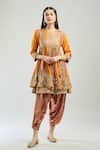 Buy_Debyani + CO_Yellow Cotton Embroidery, Sequins Round Layered Anarkali With Printed Salwar _Online_at_Aza_Fashions