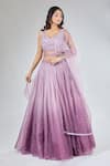 Samyukta Singhania Purple Organza, Net Sequins, Stones Asymmetric Scatter Embroidered Lehenga Set at Aza Fashions Samyukta Singhania_Purple Organza, Net Sequins, Stones Asymmetric Scatter Embroidered Lehenga Set _at_Aza_Fashions