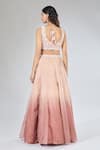 Shop Samyukta Singhania Peach Organza, Net Cut Work, Pearls, Sequins, Ombre Embroidered Lehenga Set at Aza Fashions Shop_Samyukta Singhania_Peach Organza, Net Cut Work, Pearls, Sequins, Ombre Embroidered Lehenga Set _at_Aza_Fashions
