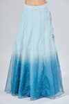 Samyukta Singhania_Blue Organza, Net Sequins, Stones, Cut Work, Embroidery Ombre Lehenga Set _Online_at_Aza_Fashions