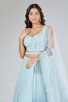 Buy_Samyukta Singhania_Blue Organza, Net Sequins, Stones, Cut Work, Embroidery Ombre Lehenga Set _Online_at_Aza_Fashions