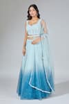 Buy_Samyukta Singhania_Blue Organza, Net Sequins, Stones, Cut Work, Embroidery Ombre Lehenga Set _at_Aza_Fashions