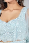 Samyukta Singhania_Blue Organza, Net Sequins, Stones, Cut Work, Embroidery Ombre Lehenga Set _at_Aza_Fashions