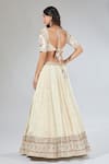 Shop_Samyukta Singhania_Beige Crepe, Silk Sequins, Zari Sweetheart Neck Embroidered And Lehenga Set _at_Aza_Fashions