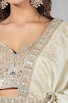 Shop_Samyukta Singhania_Beige Crepe, Silk Sequins, Zari Sweetheart Neck Embroidered And Lehenga Set _Online_at_Aza_Fashions