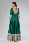 Shop Samyukta Singhania Green Silk, Organza Sequins, Zari Round Neck Embroidered Anarkali Set at Aza Fashions Shop_Samyukta Singhania_Green Silk, Organza Sequins, Zari Round Neck Embroidered Anarkali Set _at_Aza_Fashions