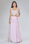 Buy_Samyukta Singhania_Purple Silk, Net, Chiffon Cut Work, Pearls, Embroidery Jacket Lehenga Set _at_Aza_Fashions