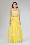Samyukta Singhania_Yellow Lehenga And Blouse Chinon Silk Embroidered Cutdana Jacket Open Set _Online_at_Aza_Fashions