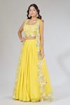 Buy_Samyukta Singhania_Yellow Lehenga And Blouse Chinon Silk Embroidered Cutdana Jacket Open Set _at_Aza_Fashions