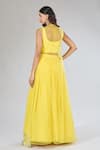 Shop_Samyukta Singhania_Yellow Lehenga And Blouse Chinon Silk Embroidered Cutdana Jacket Open Set _at_Aza_Fashions