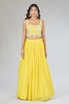 Samyukta Singhania_Yellow Lehenga And Blouse Chinon Silk Embroidered Cutdana Jacket Open Set _at_Aza_Fashions