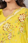 Samyukta Singhania_Yellow Georgette Cut Work, Sequins Embroidered Anarkali And Drape Set _at_Aza_Fashions