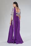 Shop_Samyukta Singhania_Purple Chiffon, Silk Sequins, Embroidery Blouse And Draped Pleated Lehenga Set_at_Aza_Fashions