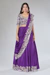 Buy_Samyukta Singhania_Purple Chiffon, Silk Sequins, Embroidery Blouse And Draped Pleated Lehenga Set_Online_at_Aza_Fashions