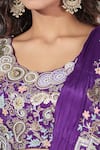 Samyukta Singhania_Purple Chiffon, Silk Sequins, Embroidery Blouse And Draped Pleated Lehenga Set_at_Aza_Fashions