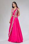 Buy Samyukta Singhania Fuchsia Silk, Crepe, Organza Pearls, Sequins, Embroidery Draped Lehenga Set Online at Aza Fashions Buy_Samyukta Singhania_Fuchsia Silk, Crepe, Organza Pearls, Sequins, Embroidery Draped Lehenga Set_Online_at_Aza_Fashions